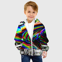 Куртка с капюшоном детская Оптический глитч, цвет: 3D-белый — фото 2