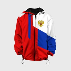 Куртка с капюшоном детская Russia: Geometry Tricolor, цвет: 3D-черный