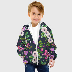 Куртка с капюшоном детская Пурпурные цветы, цвет: 3D-белый — фото 2