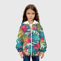Куртка с капюшоном детская Тропический мотив, цвет: 3D-белый — фото 2