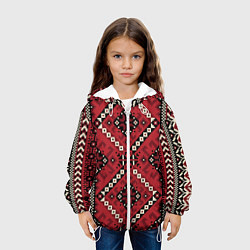 Куртка с капюшоном детская Славянский орнамент: красный, цвет: 3D-белый — фото 2