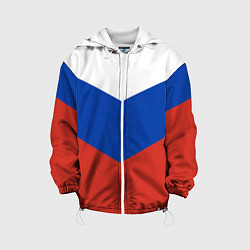 Куртка с капюшоном детская Российский триколор, цвет: 3D-белый