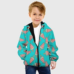 Куртка с капюшоном детская Стиль арбузного мороженного, цвет: 3D-черный — фото 2