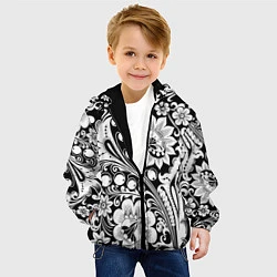 Куртка с капюшоном детская Хохлома черно-белая, цвет: 3D-черный — фото 2
