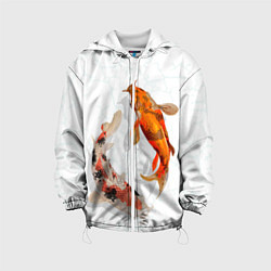 Куртка с капюшоном детская Рыбы удачи, цвет: 3D-белый
