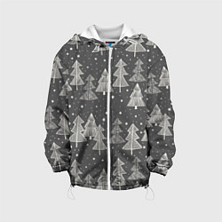 Куртка с капюшоном детская Grey Christmas Trees, цвет: 3D-белый