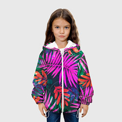 Куртка с капюшоном детская Неоновые тропики, цвет: 3D-белый — фото 2