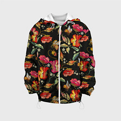 Куртка с капюшоном детская Полевые цветы, цвет: 3D-белый