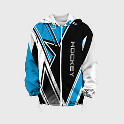 Куртка с капюшоном детская Hockey black blue white, цвет: 3D-белый