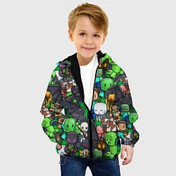 Куртка с капюшоном детская Жители Майнкрафт, цвет: 3D-черный — фото 2