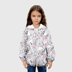 Куртка с капюшоном детская Тропические фламинго, цвет: 3D-белый — фото 2