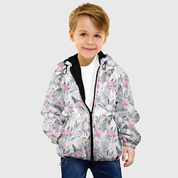 Куртка с капюшоном детская Тропические фламинго, цвет: 3D-черный — фото 2