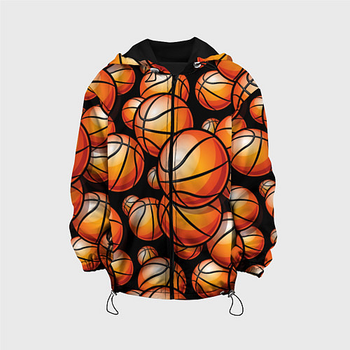 Детская куртка Баскетбольные яркие мячи / 3D-Черный – фото 1