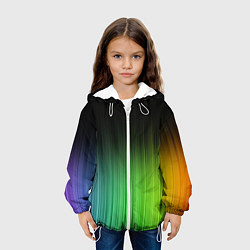 Куртка с капюшоном детская Неоновые полосы - Минимализм, цвет: 3D-белый — фото 2