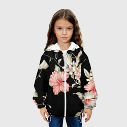 Куртка с капюшоном детская Красивые Цветочки, цвет: 3D-белый — фото 2