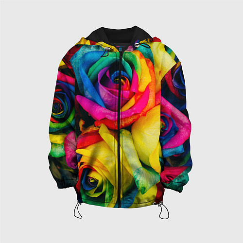 Детская куртка Разноцветные розы / 3D-Черный – фото 1