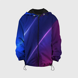Куртка с капюшоном детская Фиолетово 3d волны 2020, цвет: 3D-черный