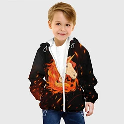 Куртка с капюшоном детская Огненный единорог, цвет: 3D-белый — фото 2