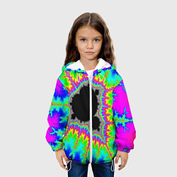Куртка с капюшоном детская Фрактальная кислотная черная дыра - множество Манд, цвет: 3D-белый — фото 2