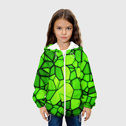 Куртка с капюшоном детская Зеленая мозаика, цвет: 3D-белый — фото 2