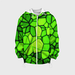 Куртка с капюшоном детская Зеленая мозаика, цвет: 3D-белый