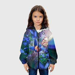 Куртка с капюшоном детская Бабочка, цвет: 3D-черный — фото 2