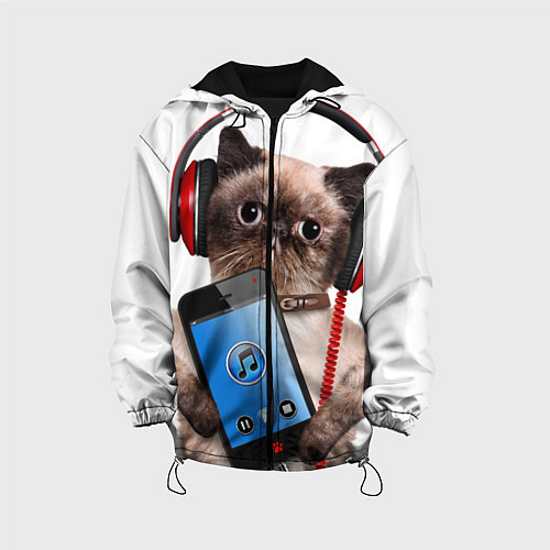 Детская куртка Кот в наушниках / 3D-Черный – фото 1