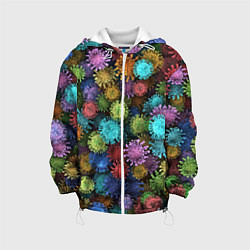Куртка с капюшоном детская Разноцветные вирусы, цвет: 3D-белый