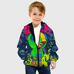 Куртка с капюшоном детская Brawl Stars Leon краски, цвет: 3D-черный — фото 2