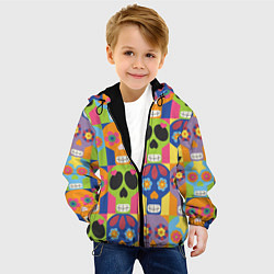 Куртка с капюшоном детская Черепа паттерн, цвет: 3D-черный — фото 2