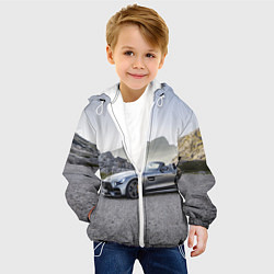 Куртка с капюшоном детская Mercedes V8 Biturbo, цвет: 3D-белый — фото 2