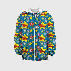 Куртка с капюшоном детская Багз Банни паттерн, цвет: 3D-белый