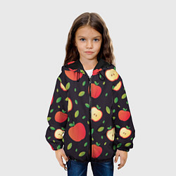 Куртка с капюшоном детская Яблочный узор, цвет: 3D-черный — фото 2