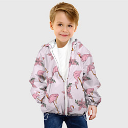 Куртка с капюшоном детская Розовый фламинго, цвет: 3D-белый — фото 2