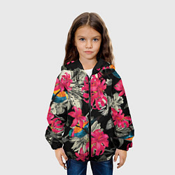 Куртка с капюшоном детская Цветы, цвет: 3D-черный — фото 2