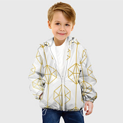 Куртка с капюшоном детская Геометрический орнамент золото, цвет: 3D-белый — фото 2