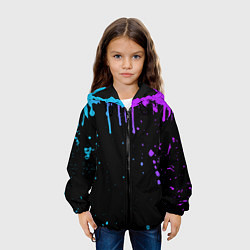 Куртка с капюшоном детская НЕОНОВЫЕ ПОДТЕКИ, цвет: 3D-черный — фото 2