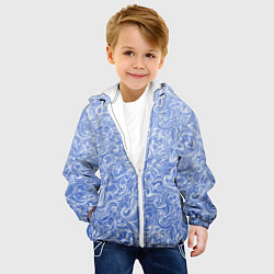 Куртка с капюшоном детская Волны на голубом фоне, цвет: 3D-белый — фото 2