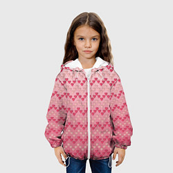 Куртка с капюшоном детская Узор милые сердца зигзагами, цвет: 3D-белый — фото 2