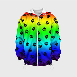 Куртка с капюшоном детская Следы на радуге, цвет: 3D-белый