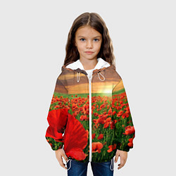 Куртка с капюшоном детская Красный мак на закате, цвет: 3D-белый — фото 2