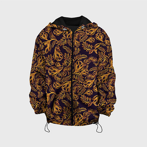Детская куртка Лето золото цветы узор / 3D-Черный – фото 1