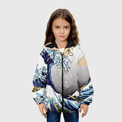 Куртка с капюшоном детская The great wave off kanagawa, цвет: 3D-черный — фото 2