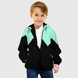 Куртка с капюшоном детская Неровные зубья черный мятный, цвет: 3D-черный — фото 2