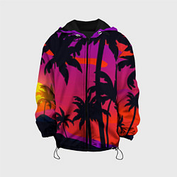 Куртка с капюшоном детская Тропический пляж, цвет: 3D-черный