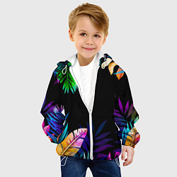 Куртка с капюшоном детская Тропическая Ночь, цвет: 3D-белый — фото 2