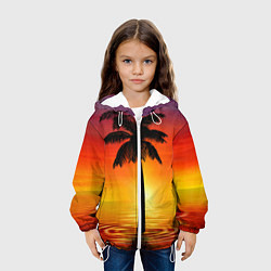 Куртка с капюшоном детская ТРОПИЧЕСКИЕ ПАЛЬМЫ, цвет: 3D-белый — фото 2
