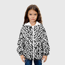 Куртка с капюшоном детская Шрифт на чёрном, цвет: 3D-белый — фото 2
