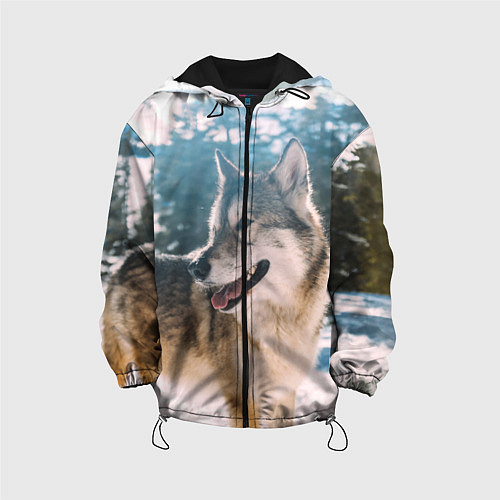 Детская куртка Волк и снег / 3D-Черный – фото 1
