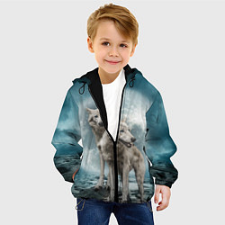 Куртка с капюшоном детская Волки альбиносы, цвет: 3D-черный — фото 2